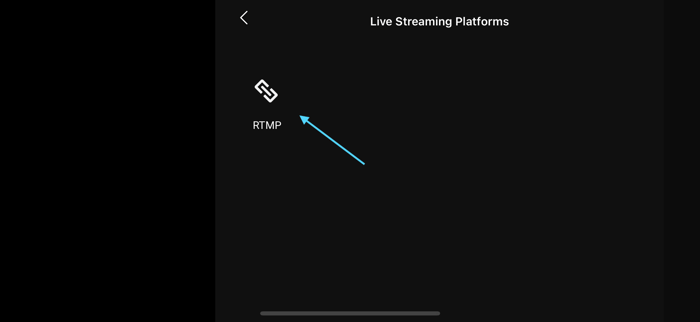 Live streaming platform DJI FLY app button