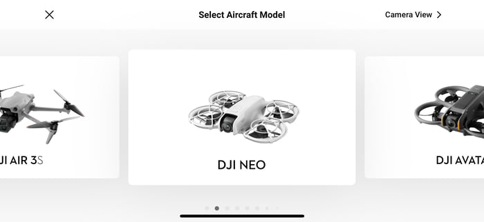 dji fly app select aircraft