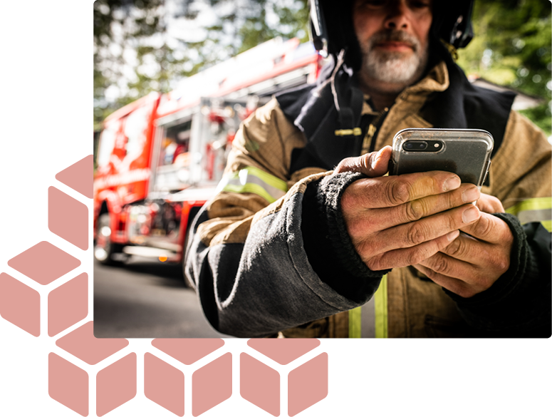 firefighter using smartphone