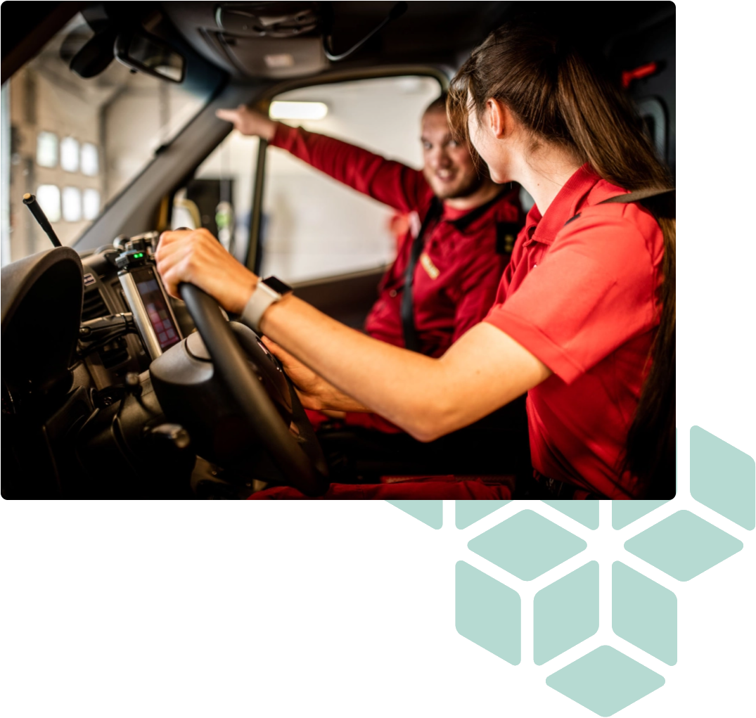 healthcare workers in ambulance