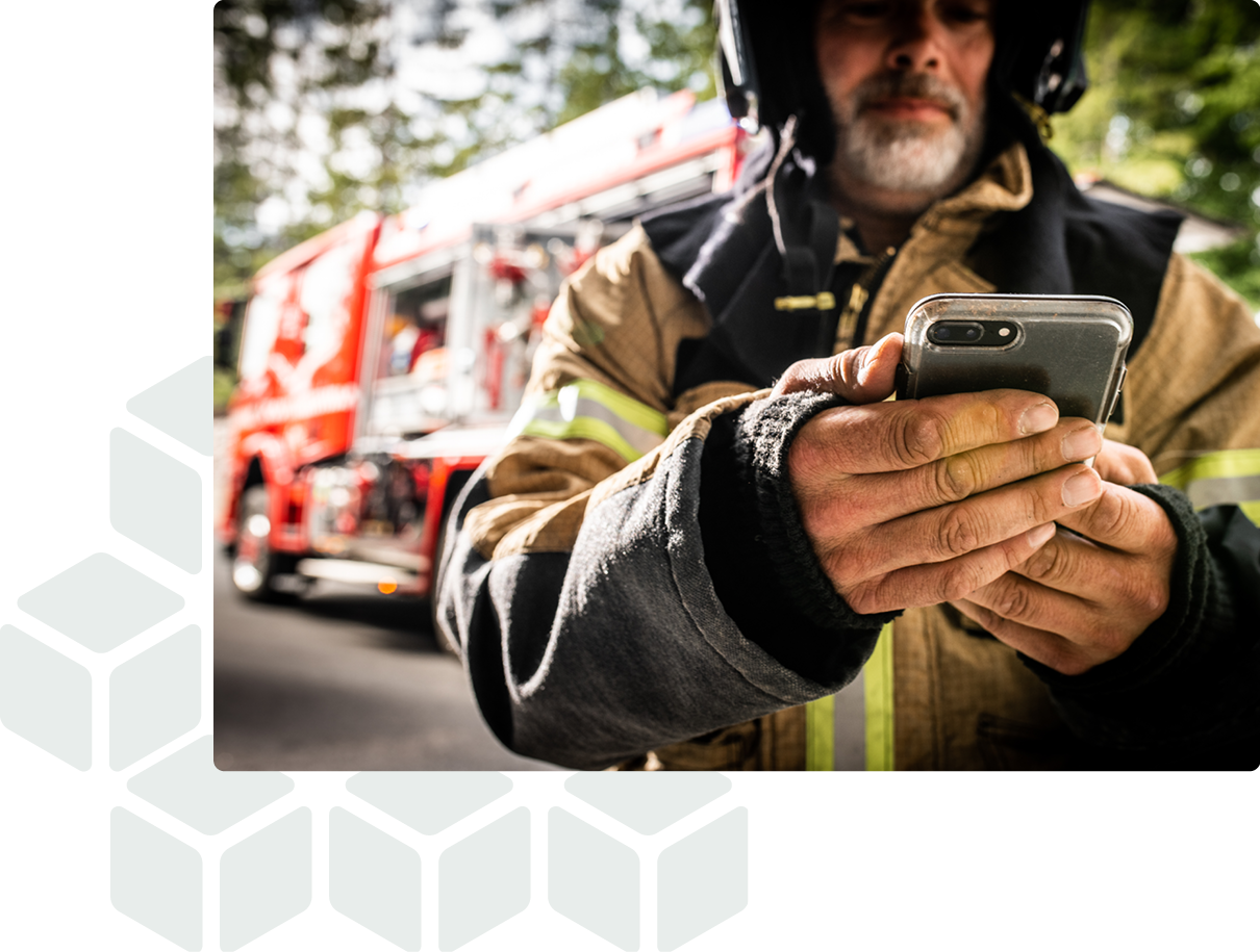 firefighter using smartphone