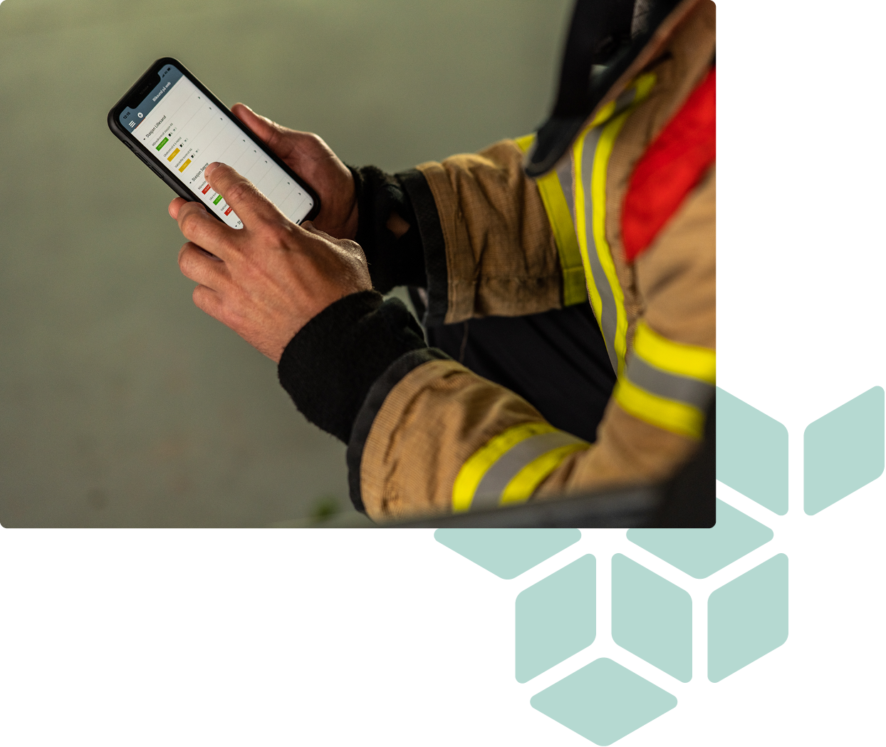 Fire fighter uses GRID close up