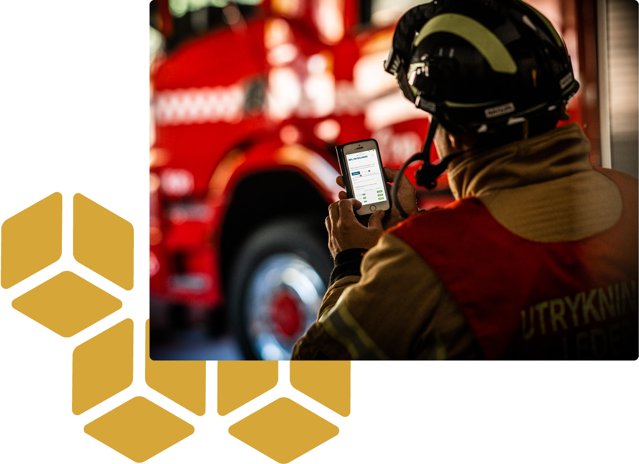 Fire fighter using GRID next to HM government G-Cloud supplier logo