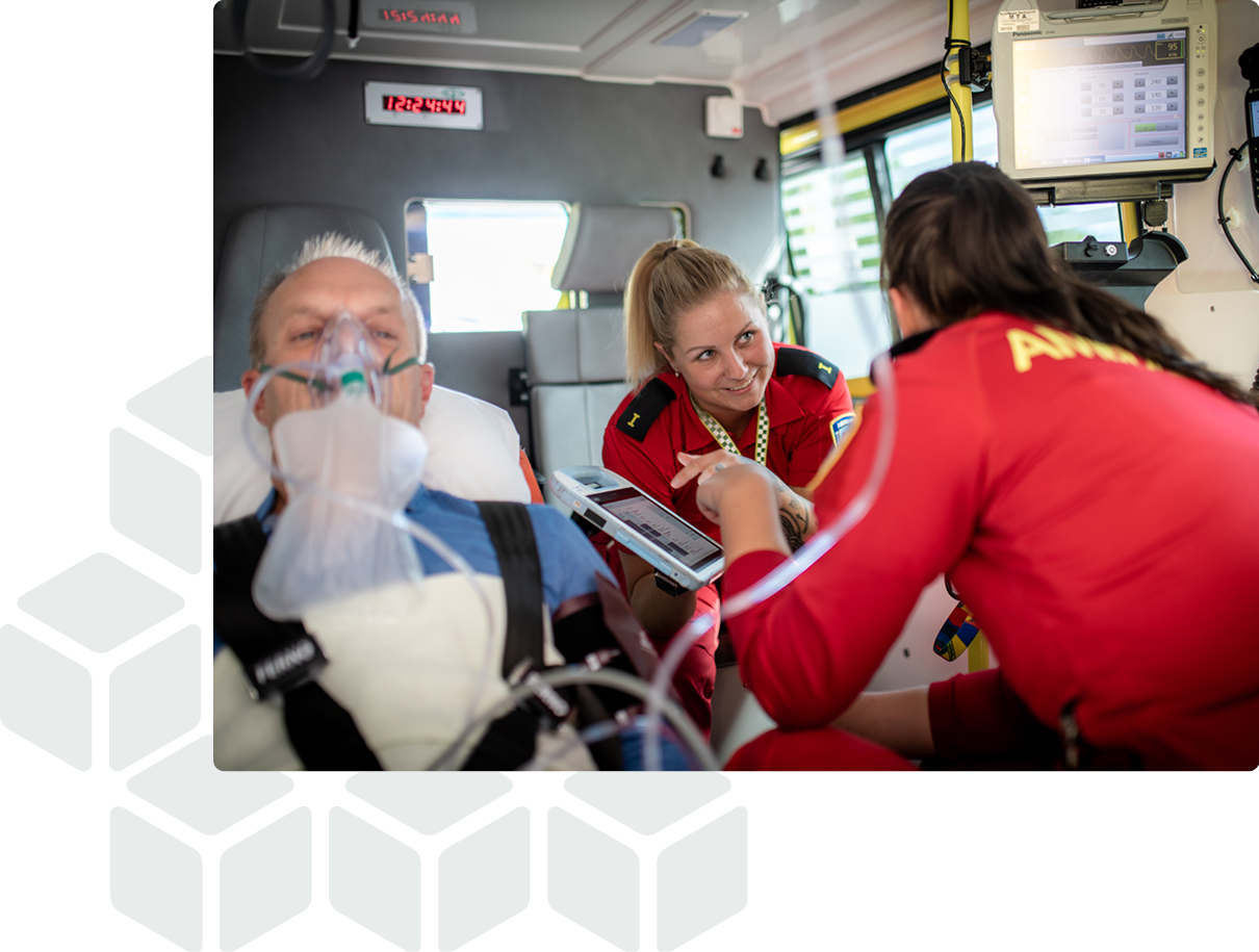 Two ambulance workers using EWA